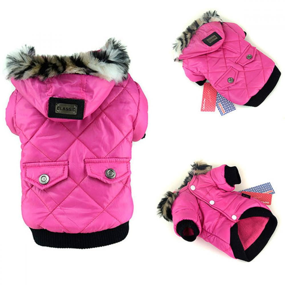 Clearance! Dog Winter Jacket Cute Warm Coats Dog Clothing For Pet Faux Pockets Fur Trimmed Dog Puppy Hoodie Pets Jacket Costume
