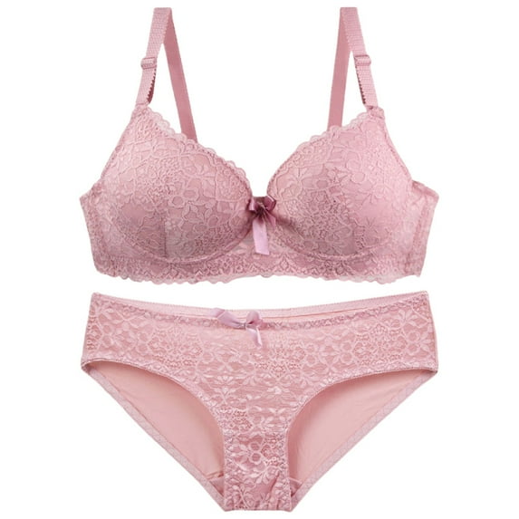 DondPO Womens Bra and Panty Sets 2 Piece Underwear Set for Women Bras and Regular Fit Comfort Padded Bra and Panty Bralette Women's Underwear and Bras Lace Bra and Panty Set Red 85C