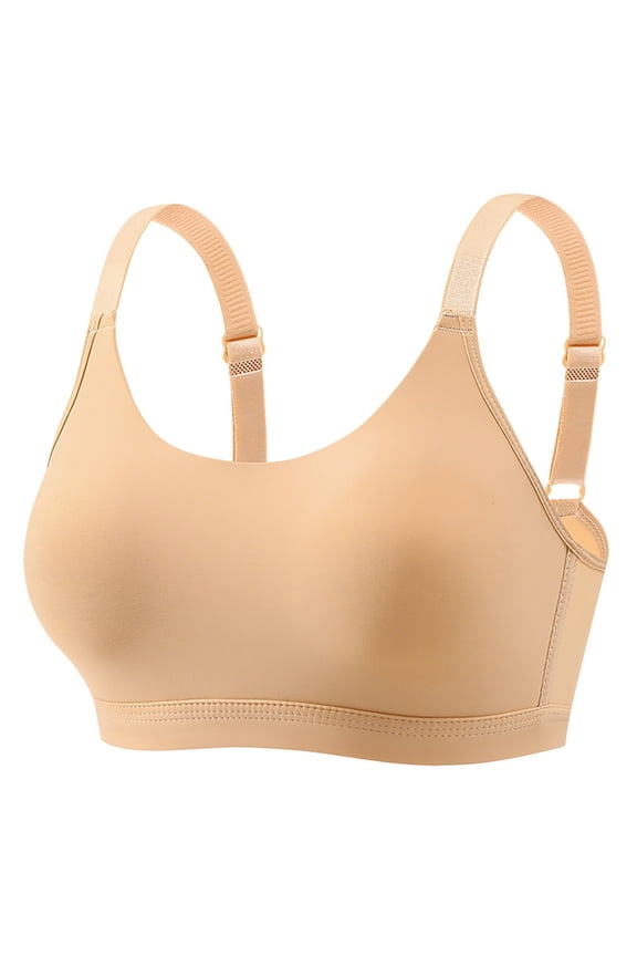 Womens Bras Women's New Plus Size No Underwire Top Bra Thin Breathable Big Breasts To Show Small Beauty Back Four Bra Wireless Push Up Bra Bras for Women No Underwire Beige B