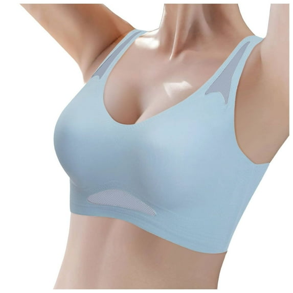 DondPO Womens Bras Womens Wireless Bra Super Gather Bra Anti Sagging Breasts Support Pushup Lifting Bras for Older Women Strapless Bra Push Up Comfortable Sports Bras for Women Blue M