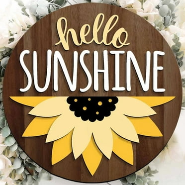 Clearance Door Hanging Decoration under $10 2023 Summer Fresh Hello Sunshine Summer Wooden Welcome Listing Home Garden Courtyard Door Decoration Door Plate Wooden Listing