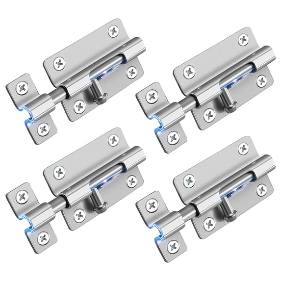 Clearance Door Security Slide Latch Lock, Keyless Entry Door Lock, Thickened Stainless Steel Sliding Door Lock, Easy to Install Gate, Slide Latch Lock with 12 Screws (2 Pack)