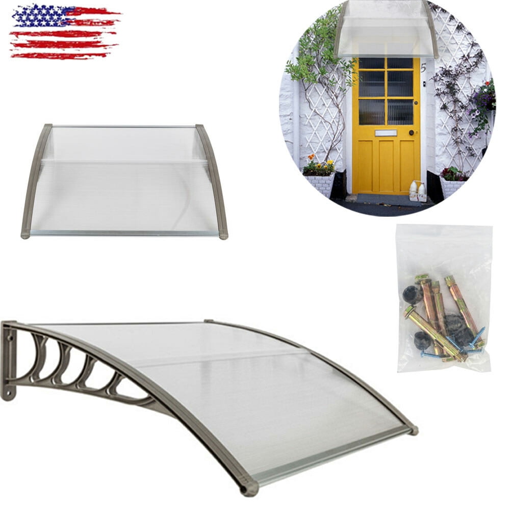 Clearance! Door Window Awning Canopy, Polycarbonate Cover Front Door Outdoor Flandre Awning Canopy UV Rain Snow Protection Hollow Sheet 39.37 x 31.5 inch