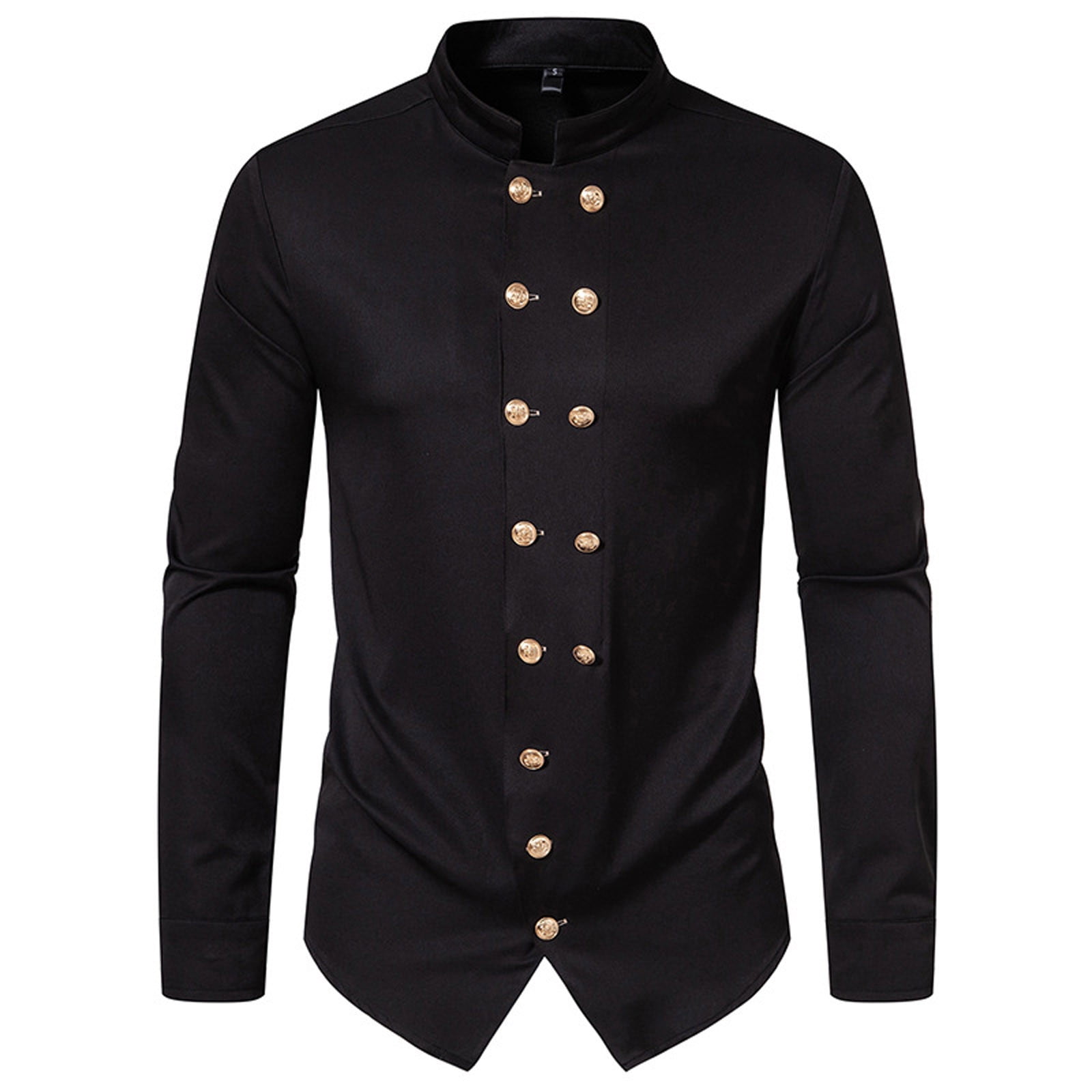トップス made in Italy double breasted shirt Double Breasted Shirts for Men Long Sleeve Casual Stand Collar