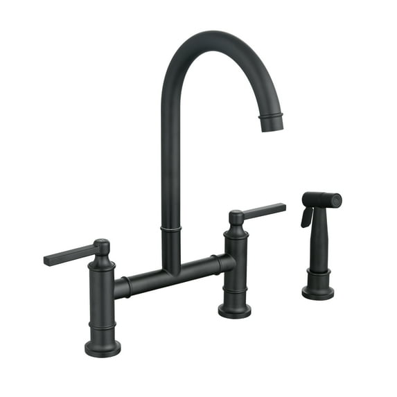 Clearance! Double Handle Bridge Kitchen Faucet with Side Spray