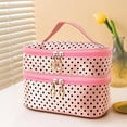 thumbnail image 1 of Clearance Double Layer Travel Makeup Bag Women, Large Cosmetic Case, Organizer for Travel-Size Accessories Bottles, Brushes, Skin Care Products, Pink Cosmetic Bag, Portable Travel Organiser, 1 of 6