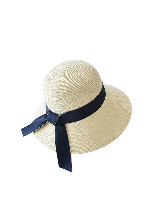 Dress Hats for Women Fresh Foldable Hat Seaside Female and Small Holiday Spring Summer Hat Baseball Caps Extra Large Sun Hat Bow Hat C One Size