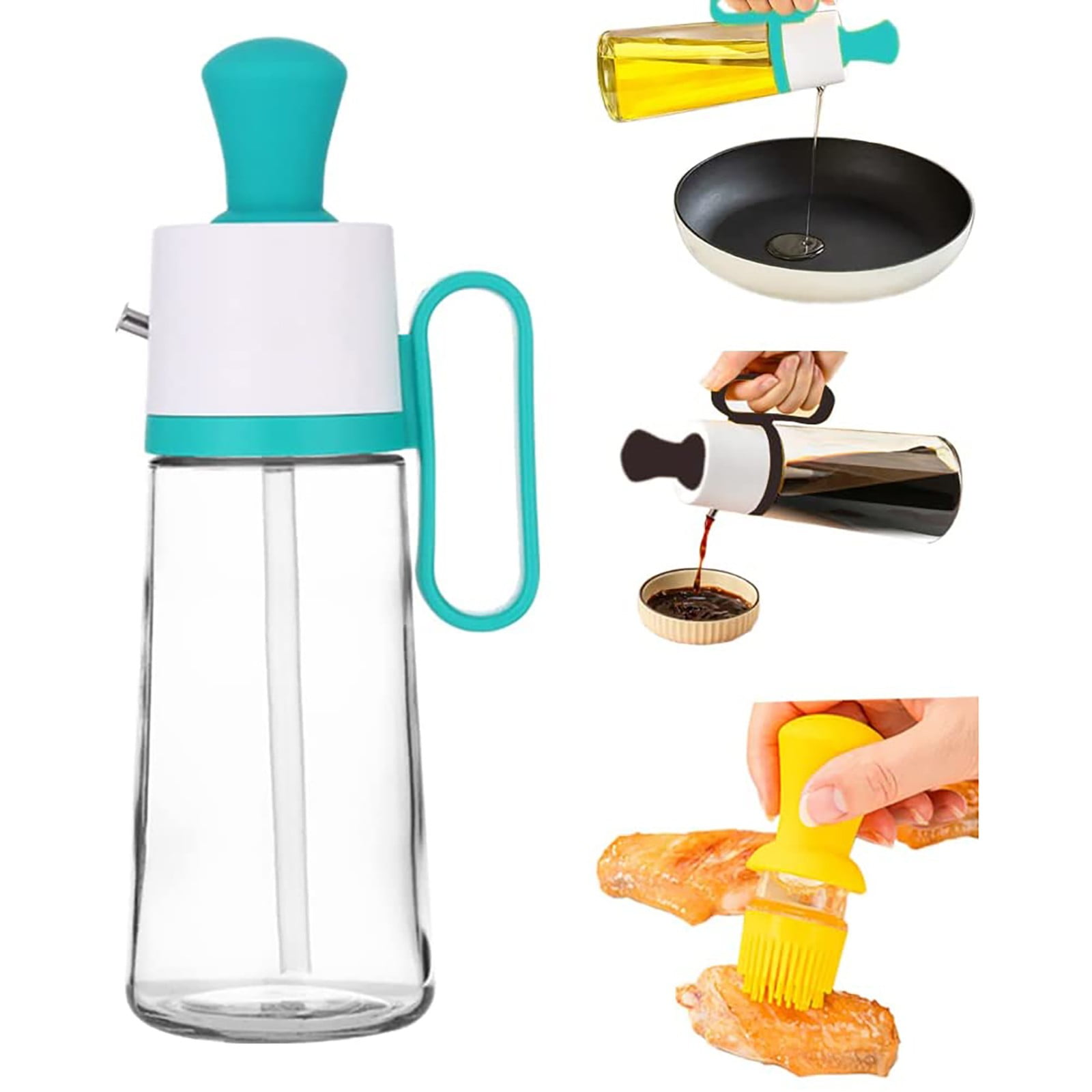 Clearance!Dpkshia Oil Bottle 2 in 1 Glass Olive Oil Dispenser Bottle