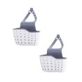 thumbnail image 1 of Clearance Drain Rack under $7 Kitchen Sink Rack Soap Sponge Drain Pipe Rack Sink Bag Sponge Rack Drain Pipe Hole Silicone Hanging Double Basket Drain Rack Storage Basket, 1 of 9