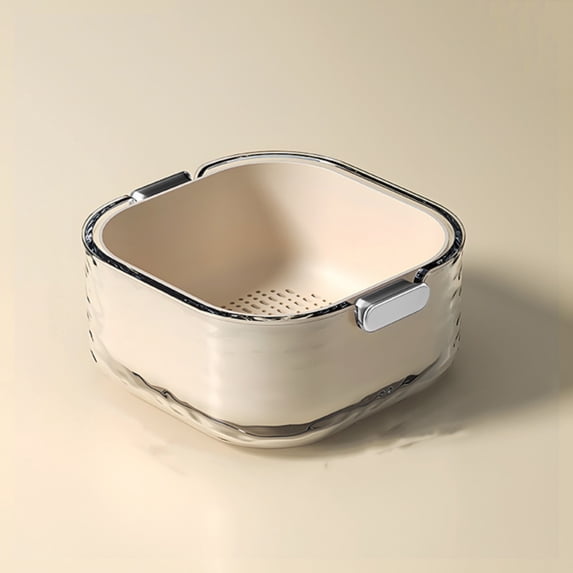Clearance Drain Rack under $5 Double Layer Drain Basket Vegetable Washing Basin Washing Filter Double Layered Stackable Detachable Bowl Strainer