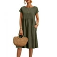 thumbnail image 1 of Clothing Dresses for Women 2025 Summer Cotton Linen Solid Gauze Dress Loose Casual Beach Vacation Flowy Midi Dress with Pockets, 1 of 8