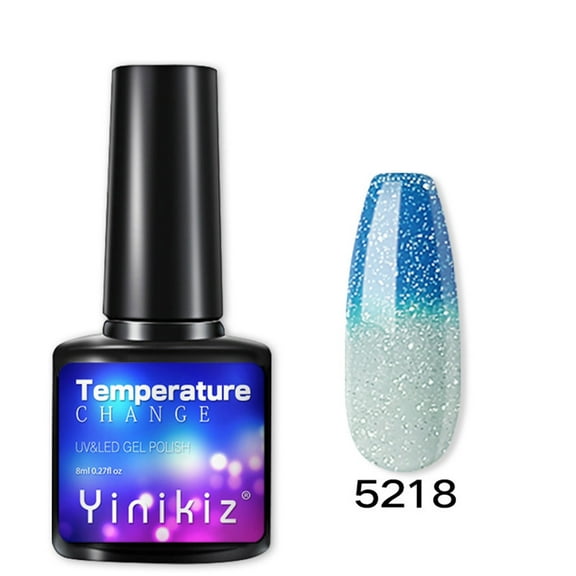 Clearance!EARSTMAKEUP Temperature Change Nail Polish,16 Colors Glitter Metallic Nail Polish & Jelly Nail Lacquer Polish Water Based Nail Polish Varnish Manicure Gift for Women 8ML