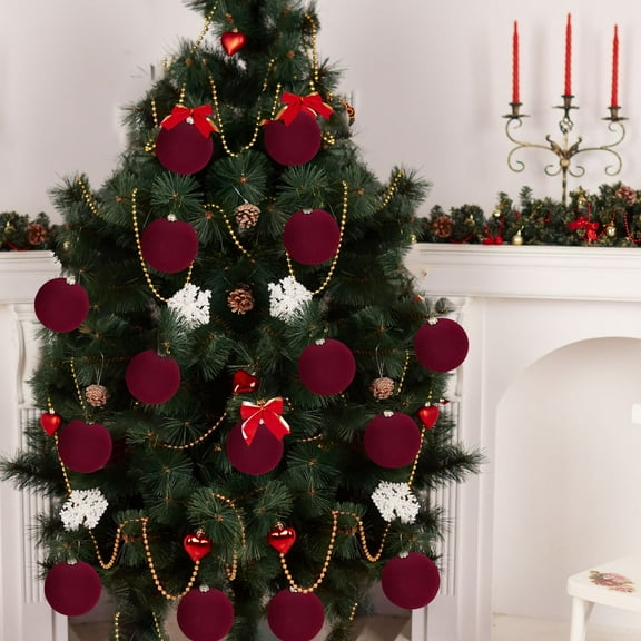 EGNMCR 12PCS Velvet Christmas Balls Set Christmas Tree Decorations, 2023 Upgrade 3.14 Inch Flocked Christmas Balls Set Ornaments Hanging Ornaments for Holiday Wedding Party Home Decor