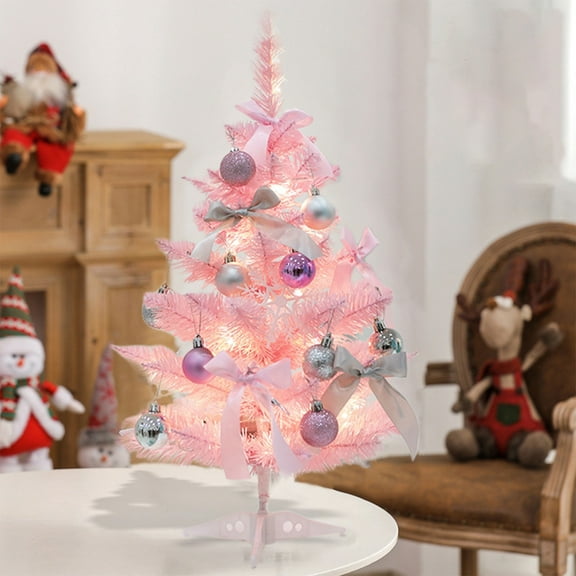 EGNMCR 23"Mini Christmas Tree Christmas Pink Tree Artificial Christmas Tree Small Christmas Tree Holiday Tabletop Christmas Tree Holiday Decoration for Home, Office, Party