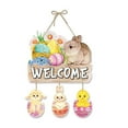 thumbnail image 1 of Clearance EGNMCR Easter Wooden Hanging Sign for Front Door Decor Double Plank Bunny Rabbits Wood Door Hanger with Bow for Outdoor Outside Porch, Spring Wooden Wreath Indoor Wall Hanging Decoration, 1 of 2