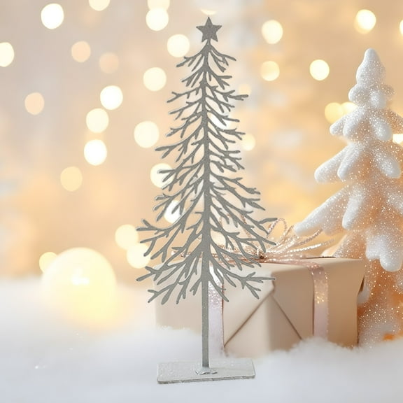 EGNMCR Mini Small Iron Christmas Tree Desktop Decoration Ornaments Christmas Scene Modeling Layout Christmas Decoration Happy New Year