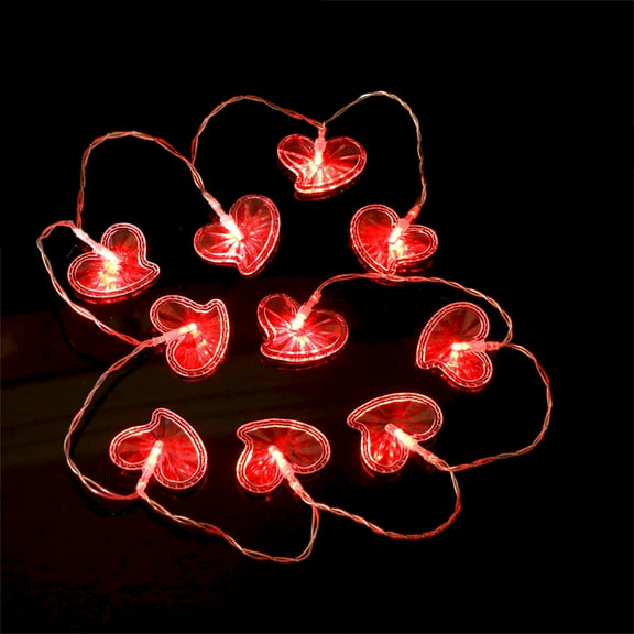 EGNMCR Valentine Day Decor 65 In 10 LEDs Heart Lights String Lights Battery Operated with Remote Valentines Decorations for The Home Kids Bedroom Christmas Mother's Day(Red White) Gifts