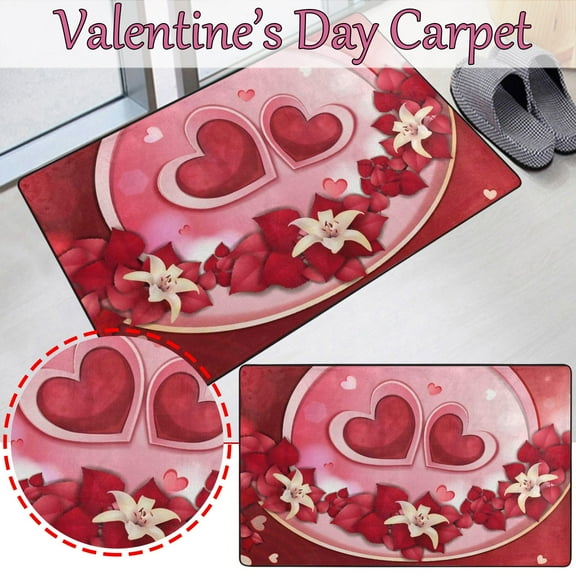 EGNMCR Valentines Day Heart Doormat Love Decorative Floor Entrance Rubber Mat Decor Doot Mat Non-Slip Indoor Outdoor Welcome Mat Washable Winter Holiday Doormat 15.7"*23.6" Gifts