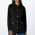thumbnail image 1 of EGNMCR Women Elegant Wool Pea Coat Lapel Collar Mid Long Winter Overcoats with Belted Pockets Fall Winter, 1 of 6