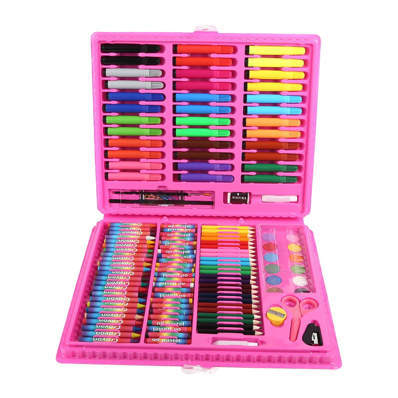 QISIWOLE 150PCs Children Watercolor Marker Pen Sets,36 Watercolor Pens, 24  Colored Pencils, 12 Color Gouache, 24 Color Crayons, Common Tools