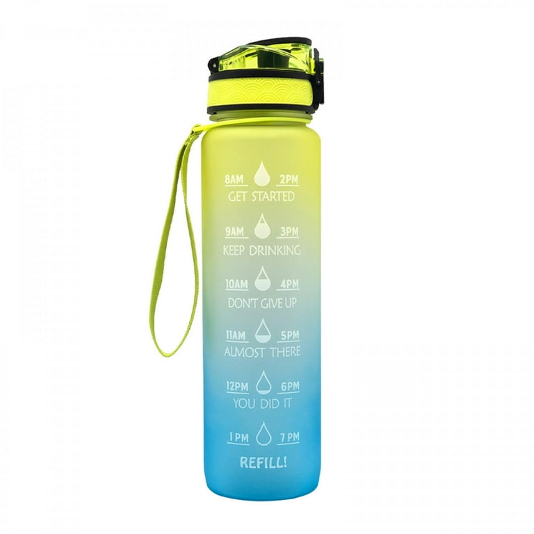 Eqwljwe 32 oz Water Bottle with Time Marker | BPA Free | Leak Proof | Measures How Much Water You Drink | Best Water Bottle to Stay Hydrated All Day