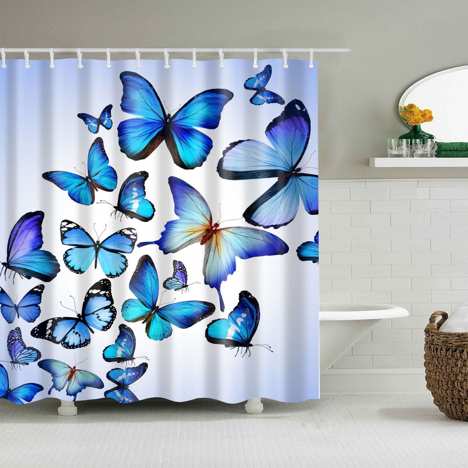 Clearance! EQWLJWE Butterfly Shower Curtain Royal Blue Butterflies Home ...