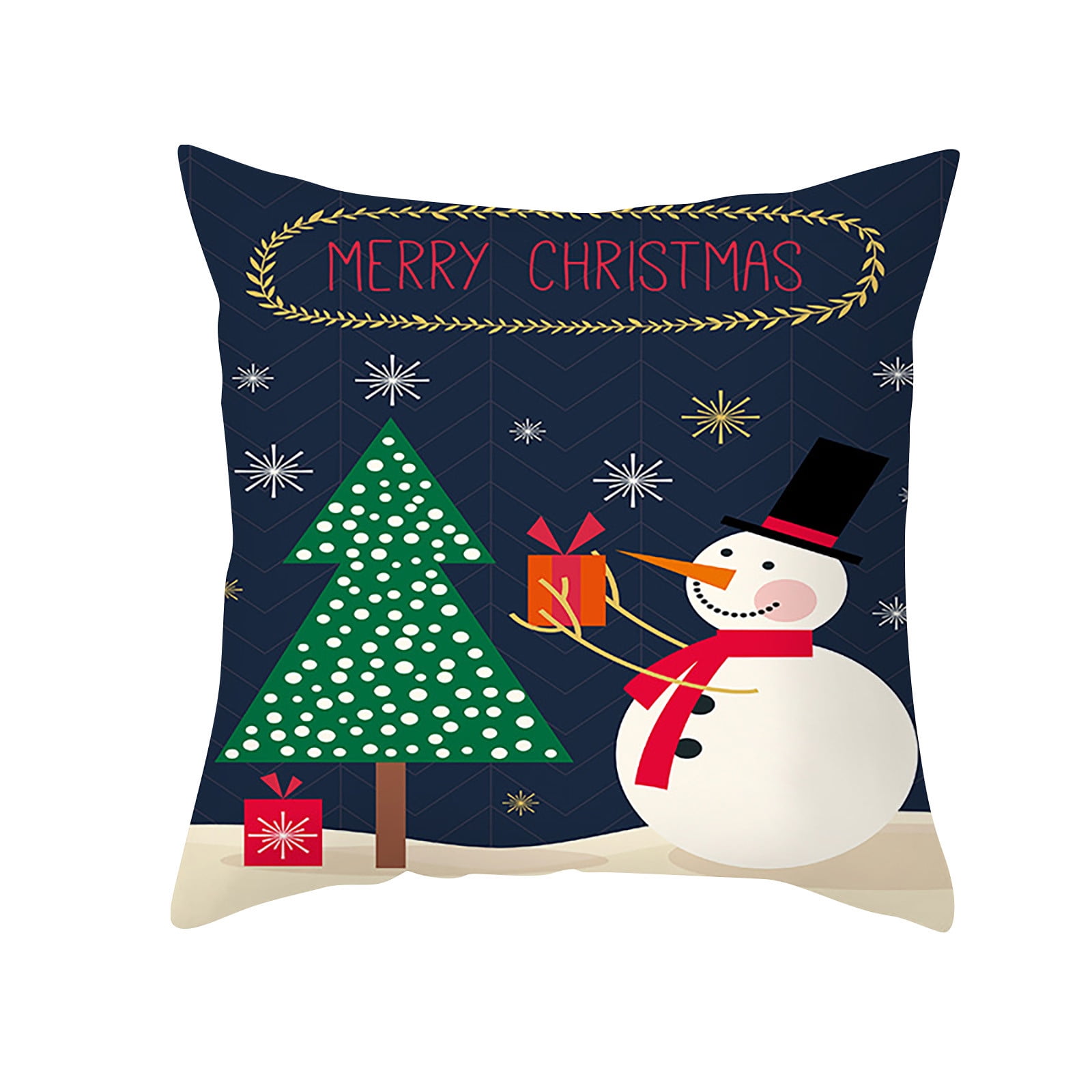 Outdoor Pillows Covers with Inserts 1PCS, Christmas Winter Scene Snowman  Farmhouse Waterproof Pillow with Adjustable Strap Decorative Throw Pillows