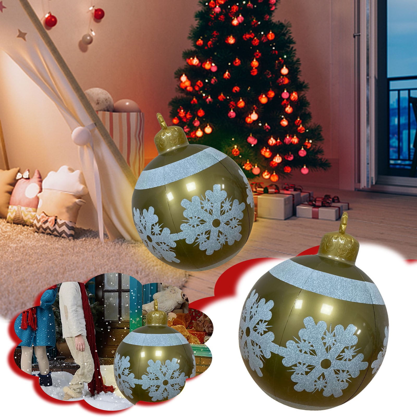 Clearance! EQWLJWE Christmas Outdoor Inflatable Decorated Ball, Inflatable Outdoor Holiday Yard