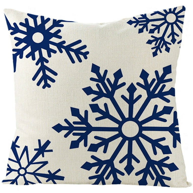 Enlightened 4pcs Blue Christmas Linen Hockey Pillow Set Explosion Models  for Living Room Bedroom Sofa Cushion Pillow Covers New Year Gifts