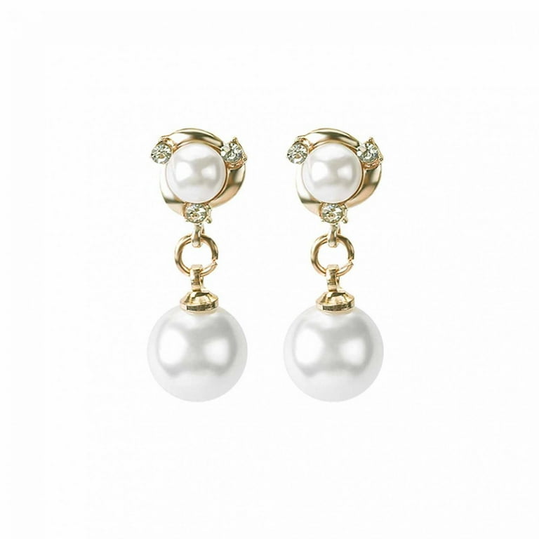 Sterling Silver CZ and Synthetic Pearl Cat Post Earrings Sterling Silver CZ and Synthetic Pearl Cat Post Earrings