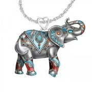 Clearance! EQWLJWE Elephant Necklaces for Women, Perfect and Exquisite Colorful Gemstone Elephant Necklace, A Gift for Family and Friends