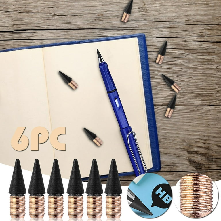 6Pcs Everlasting Pencil, Inkless Pencils Eternal with 6Pcs Nibs, Infinite  Pencil
