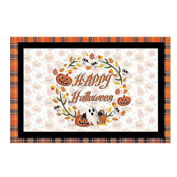 Clearance! EQWLJWE Halloween Fall Welcome Doormat, 16 X 24 Inch Halloween Pumpkin Witch Bat Decorative Entrance Rug Mat Rubber Backing Non-Slip Floor Mat for Indoor Outdoor