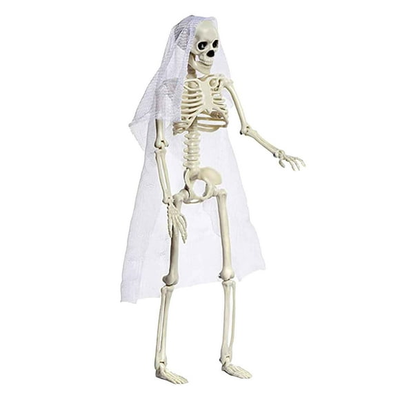 Clearance! EQWLJWE Halloween Skeletons 15.7 Inches Full Body Posable Joints Skeletons Bride Groom Skeleton for Halloween Decorations Haunted House Props