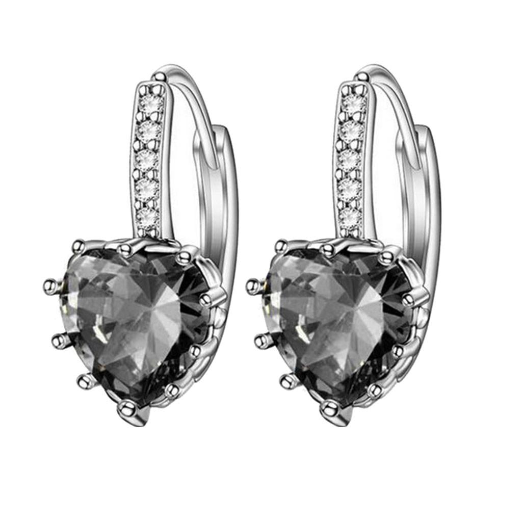 Clearance! EQWLJWE Heart Drop Earrings Women Sterling Silver Zircon