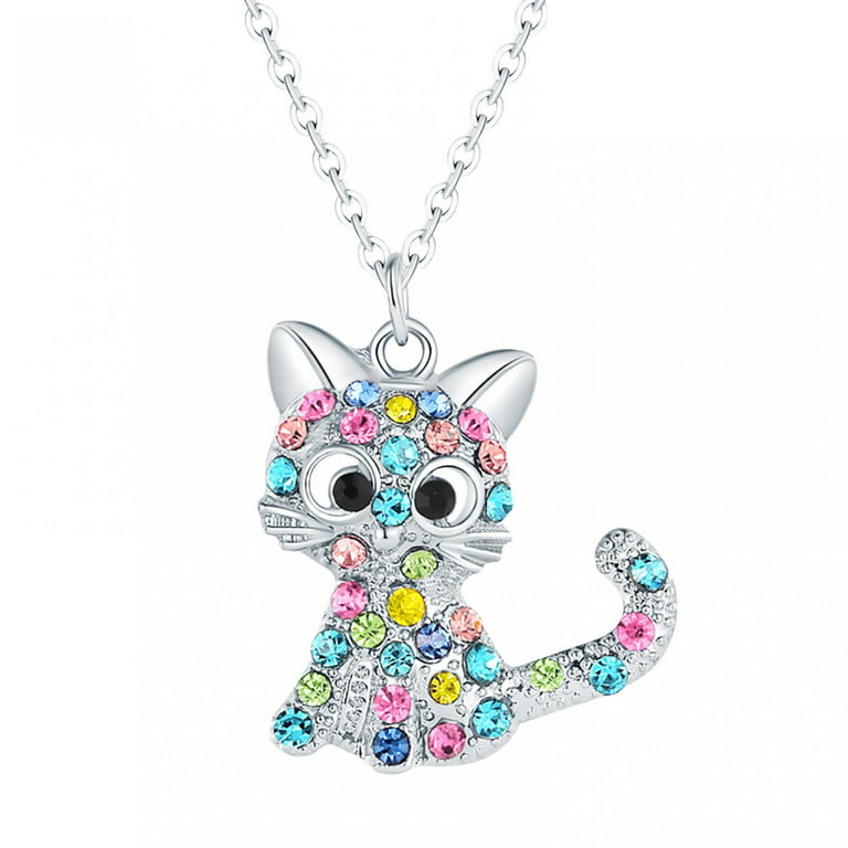 Cat Pendant Necklace Jewelry for Women Girls Cat Lover Gifts Daughter Loved  Necklace 18+2.4 inch Chain 