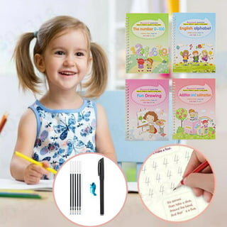  Vartiey Children's Magic Copybooks,Grooved Handwriting Book  Practice,The Grooved Handwriting Book,Reusable Tracing Workbook with (4  Books with Pen+1 book protector pouch) Reading & Writing Materials : Toys &  Games