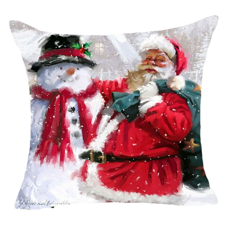 Red Christmas Pillow Pillowcase Home Office Sofa Cushions Square Decor Pillows  Cushion Covers Festival Decoration Seat Cushion