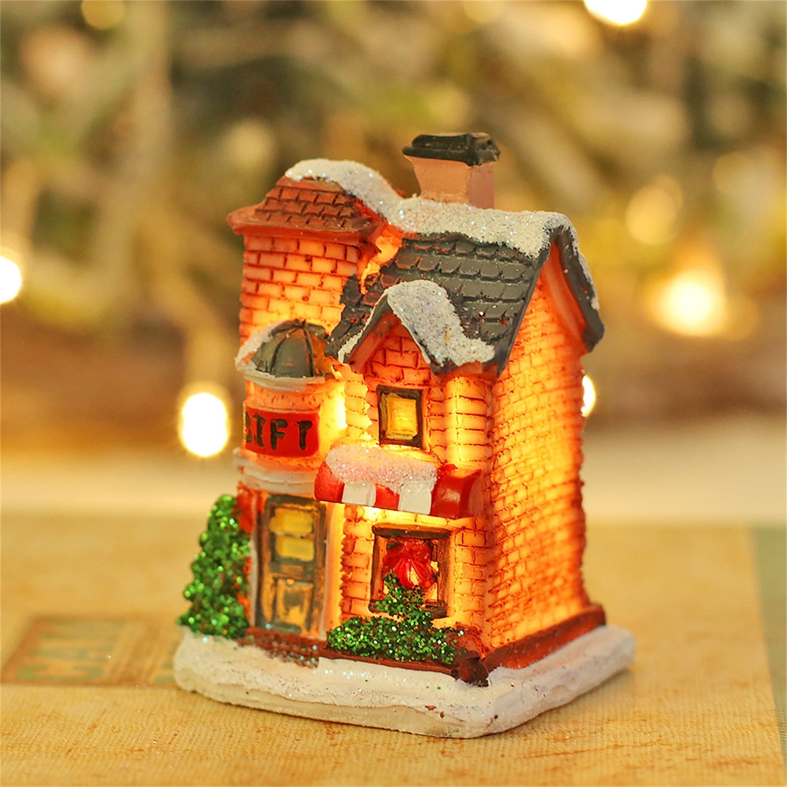 Clearance! EQWLJWE Mini Christmas Village Glowing House Ornament ...