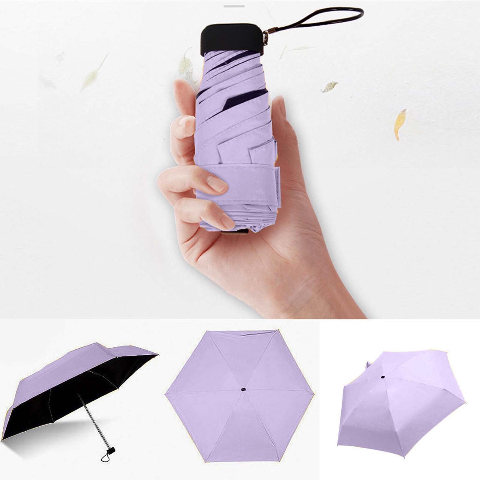 EQWLJWE Compact Mini Umbrella Lightweight, 5 Fold, Not Wet Nano Tech for Rain & Sun