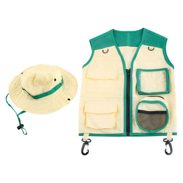 Clearance! Eqwljwe Outdoor Adventure Kit for Young Kids - Cargo Vest and Hat Set,Children's Outdoor Vest Hat Cosplay Suit School Performance Costume