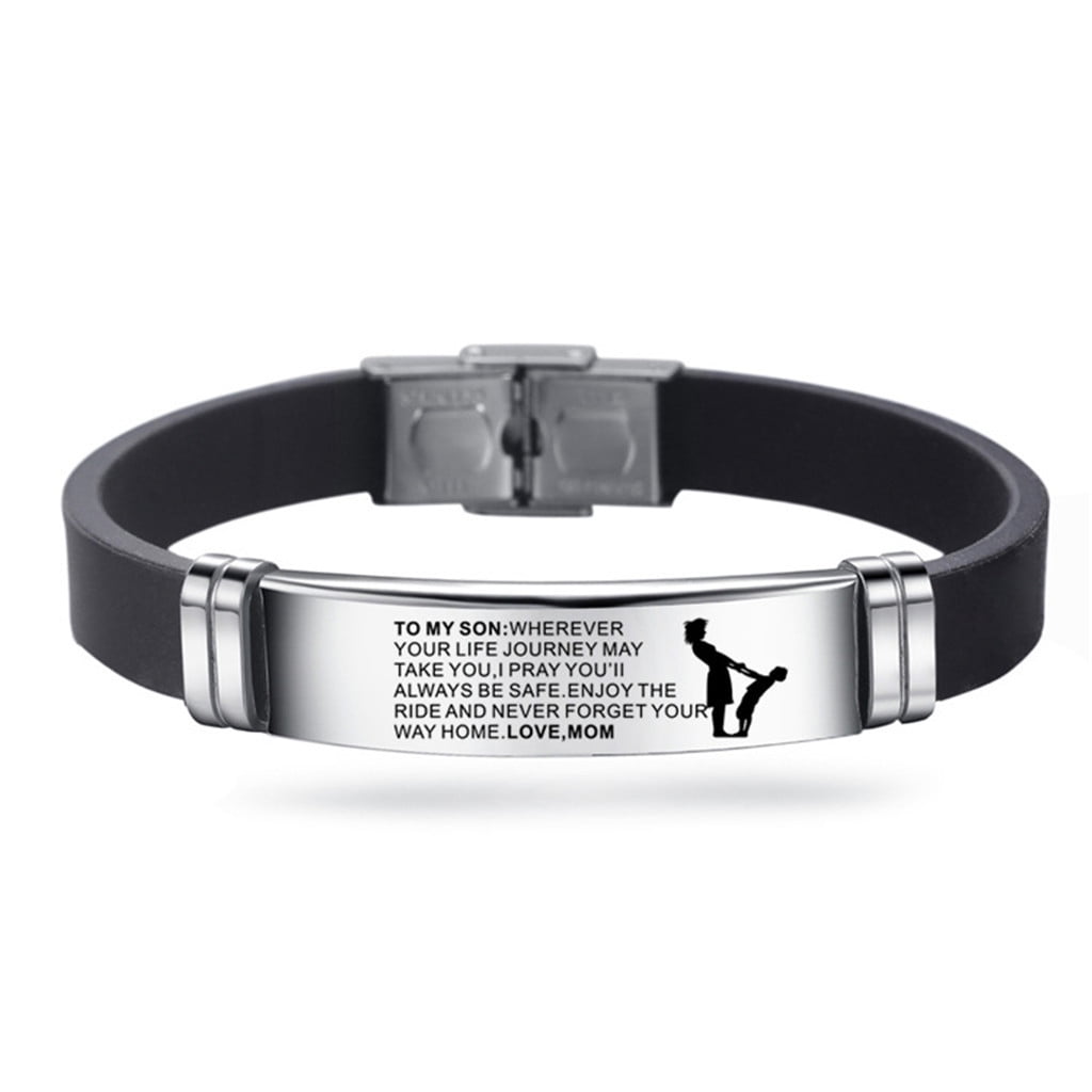 Adjustable "To My Son" Bracelet - Inspirational Gift From Mom Or Dad, Stainless Steel Bangle