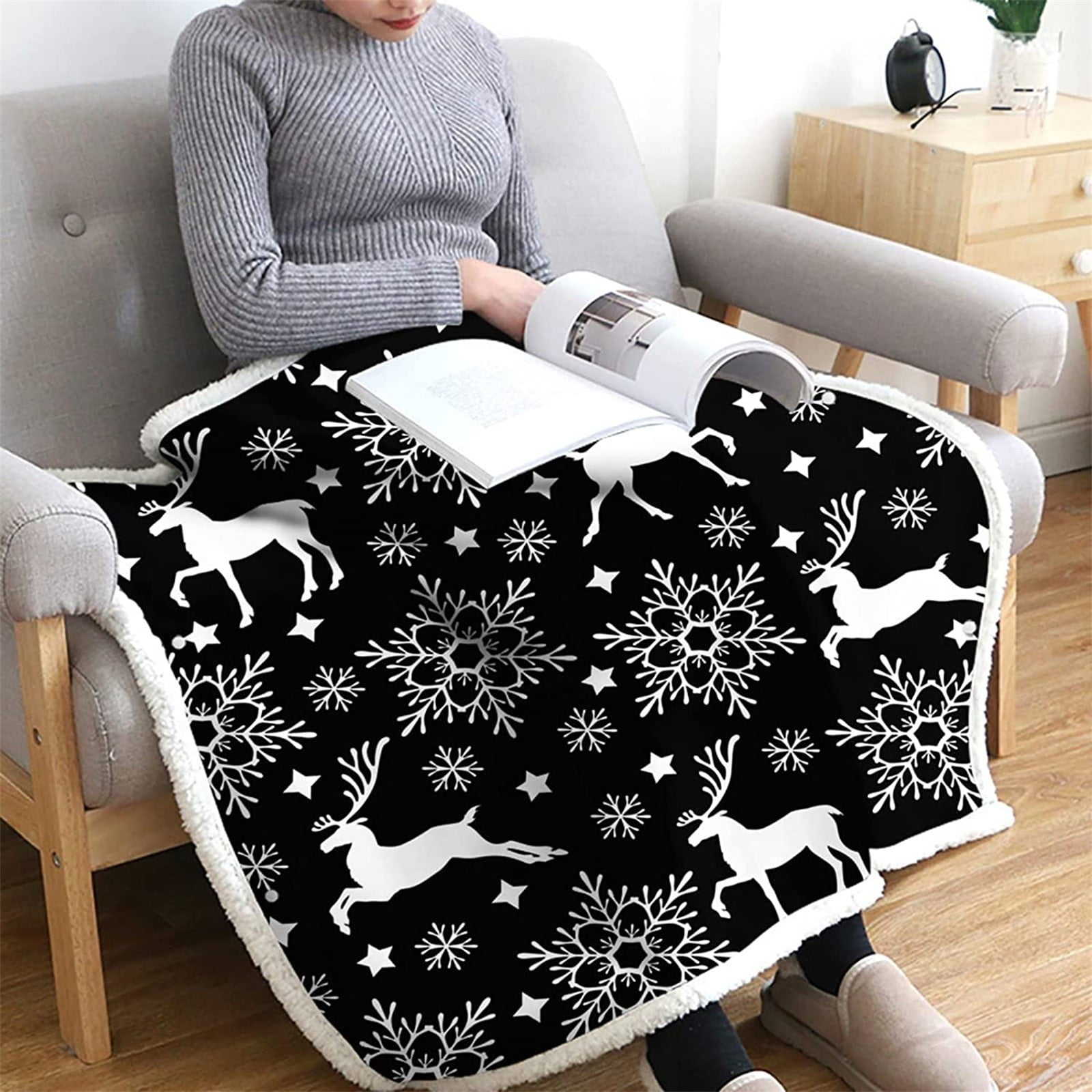 Clearance EQWLJWE Premium Christmas Sherpa Throw Blanket