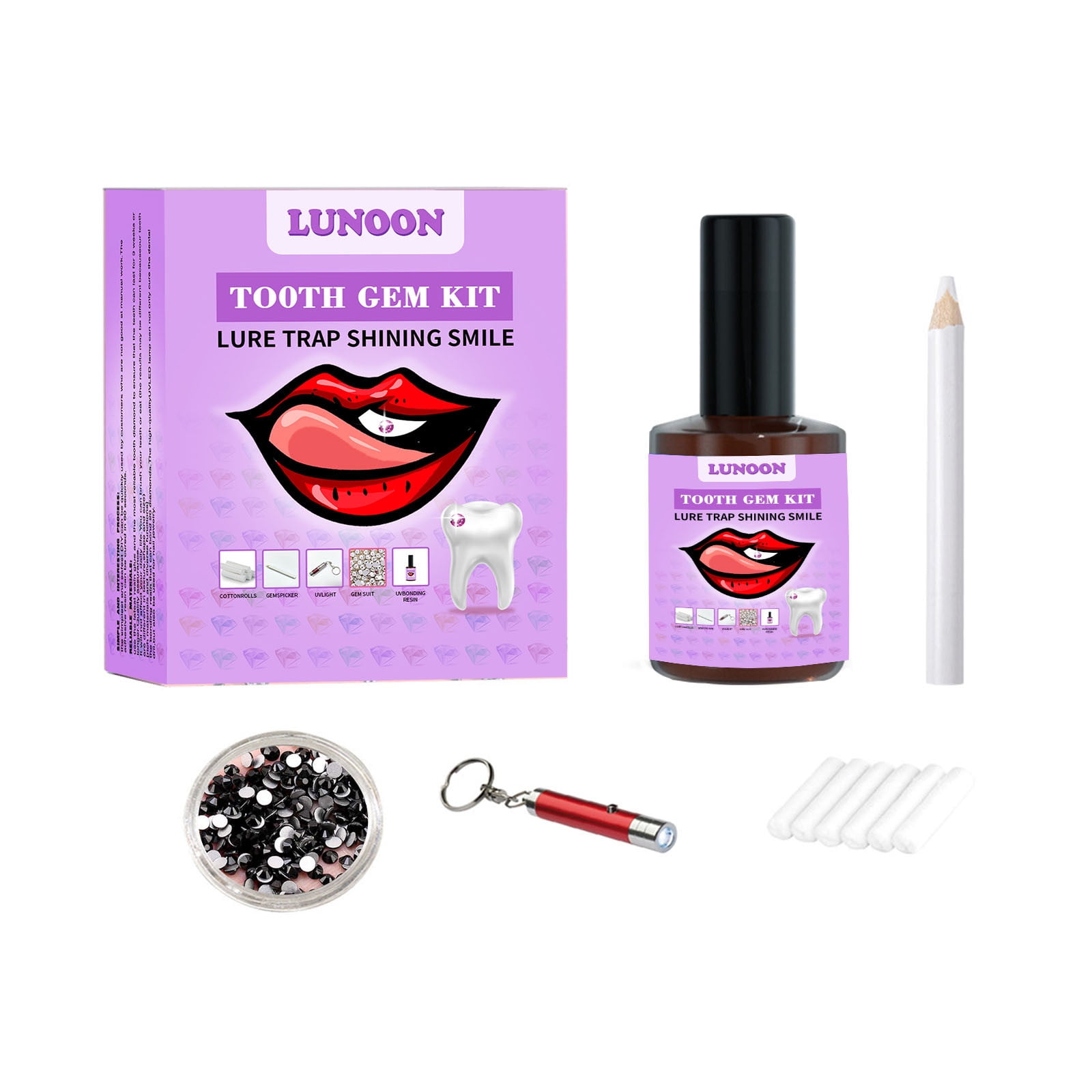 Buy Gemeg Professional Tooth Gem Kit with Curing Light and Glue, Dental  Grade DIY Teeth Gems Kit with Glue and Light, 12 Pieces Swarovski Crystals  Teeth Jewelry Kit purple Online at desertcartINDIA