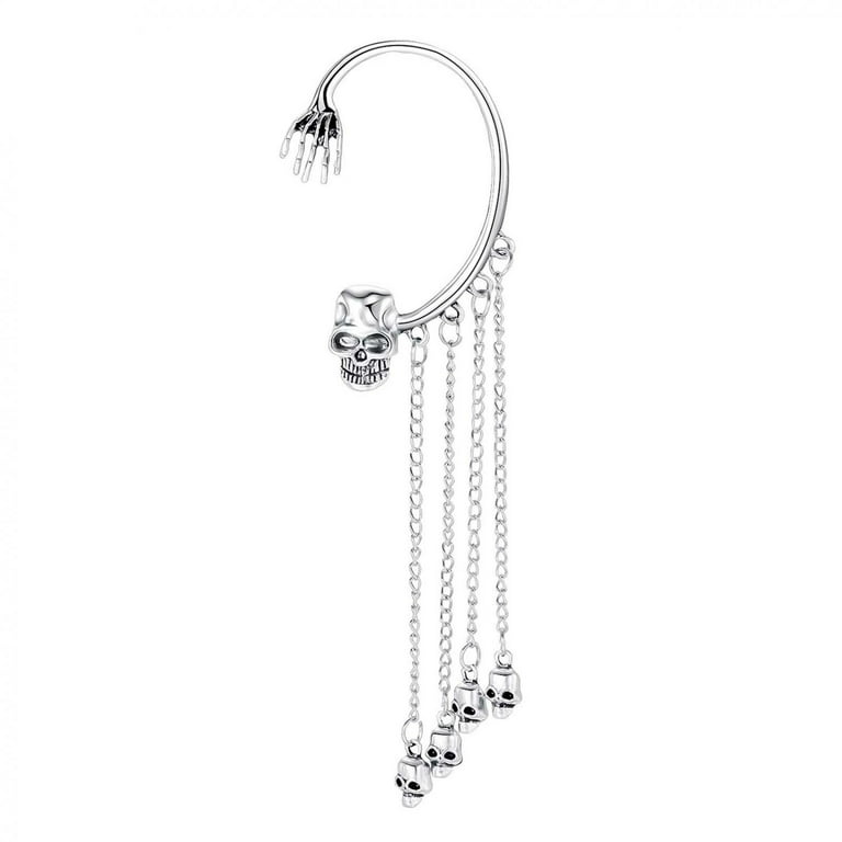 2pcs clip on earrings women skull ear clips clip on earrings for men  Halloween