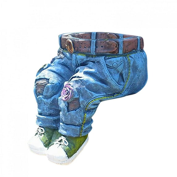 SDJMa Unique Denim Pants Flower Pot Decoration Resin Retro Jeans Shape Garden Figurines Planter Containers Ornaments for Home Lawn Yard Courtyard Denim Clothes Flower Vases Decor