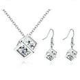 thumbnail image 1 of SDJMa White Zirconia Crystals Cube Set Pendant Necklace 18 inches Dangle Earrings White Gold Plated Women Earring Necklace Set Gift Jewelry, 1 of 9