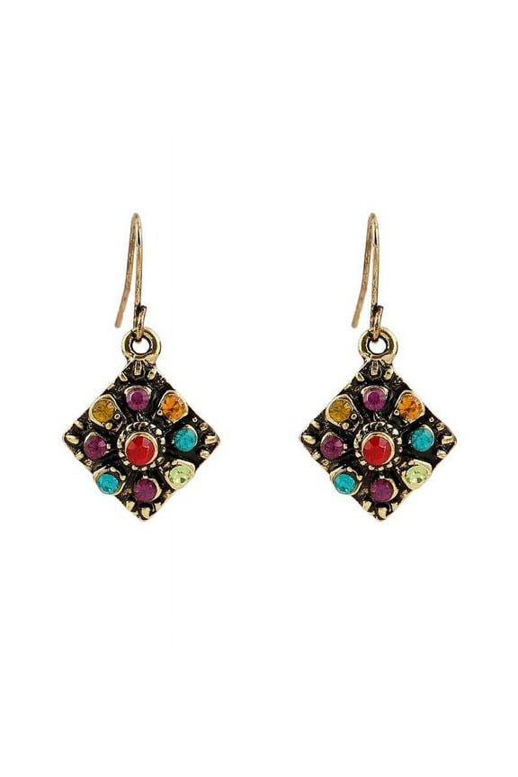 Women's Cluster Rhinestone Rhombus Dangle Earrings Bohemian Vintage Dangle Earrings Retro Boho Dangle Drop Earrings Jewelry for Wedding Party Banquet