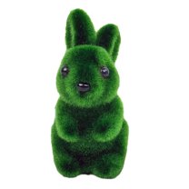 Hvmvliv Easter Bunny Decorations Easter Rabbits Decoration Green Flocking Moss Rabbits Decoration Sculpture Decoration Desktop Living Room Easter Gift Green