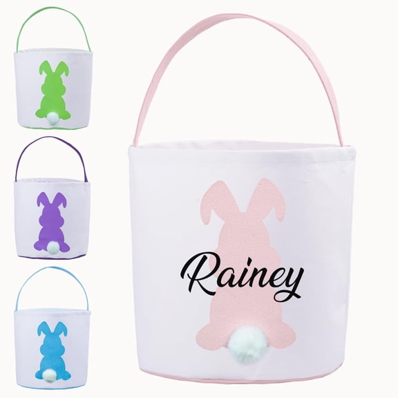 Clearance Easter Bunny Eggs Personalized Easter Baskets Custom Name Easter Bunny Basket Large Capacity Thickened Bottom Great For Easter Egg Games Easter